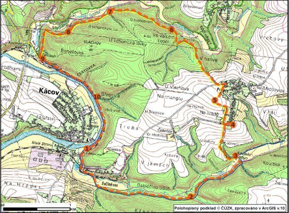 NS Okolím Kácova - mapka trasy